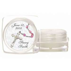 Wedding Favors Pink Rosary Design Personalized Large Lip Balm Pot with 
