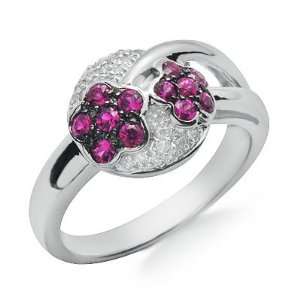  14K White Gold Womens Pink Sapphire Diamond Ring Jewelry