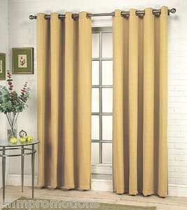   56 x 84 HONEY Textured Woven Grommet Curtain Drapes Pair Panel Set