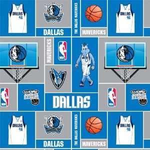  60 Wide NBA Fleece Dallas Mavericks Blocks Fabric By The 