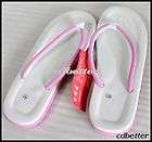 Womens Girls White Pink Flip Flops Sanda