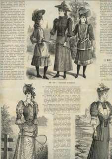 ORIGINAL SALON July 23,1892 +clothing PATTERN SHEET  