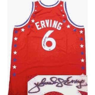  Dr J Erving Philadelphia 76ers NBA Hand Signed Authentic Mitchell 