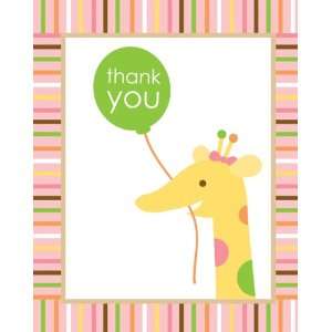  1st Birthday Thank You Cards   Jungle Animals Girl 