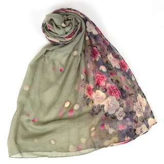   STYLISH Light & Thin Floral Fade Pastel Spring Flower Scarf  