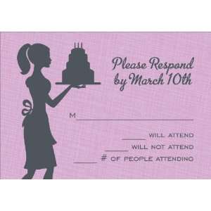  Silhouette Lady Cake Response Card Birthday Reply Cards 
