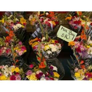  Bundles of Flowers for Sale by a Street Vendor in New York 