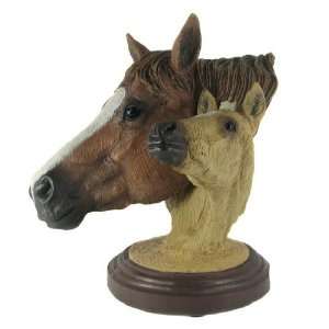  Mare and Foal Head Sculpture