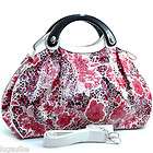 New Dasein leopard floral print Satchel Bag Handbag Purse White/Black 