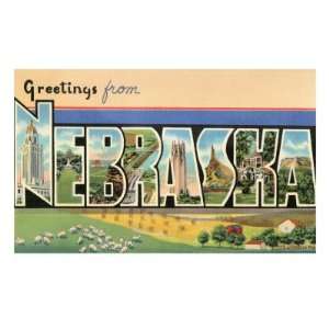  Greetings from Nebraska Premium Poster Print, 12x18