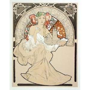  Woman with Cathedral by Alphonse Mucha   27 1/2 x 21 1/2 