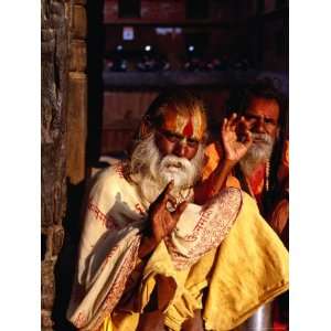  Portrait of Two Sadhus Making Hand Signals in Taumadhi 