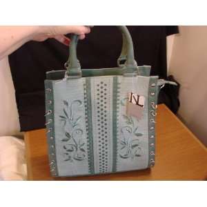 Nicole Lee USA   Green Leather Purse with Embroidered Detail   New 