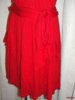   NEW MNG by MANGO Red Sleeve less Two Pocket Wrap around Strap Dress XS