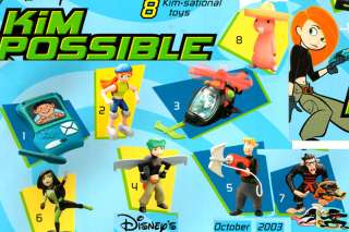 McDonalds Kim Possible 8 toy set 2003 Disney new sealed Cake 