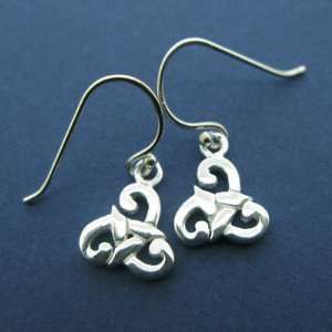  Sterling Silver Small Celtic Tribal Spiral Drop Earrings 