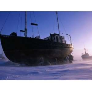  Boats Beached on Shore of Frobisher Bay for Winter, Iqaluit, Baffin 
