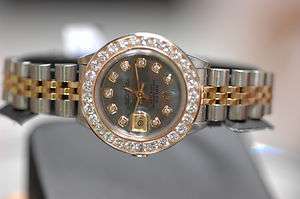 Rolex Ladies DateJust 69173 Steel/18K Custom MOP Diamond Dial 