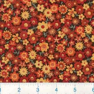  45 Wide Fancy Cats Flowers Multi Fabric By The Yard 