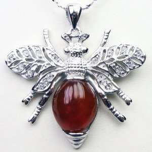 CandyGem 925 Sterling Silver 1.30 Inches Large Queen Bee Pendant with 