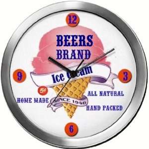  BEERS 14 Inch Ice Cream Metal Clock Quartz Movement 