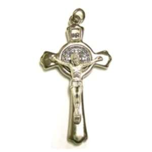  Small Silver 3 St. Benedict Crucifix (Plastic Box)   (SFI 