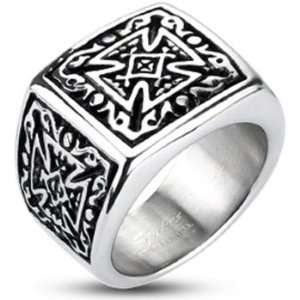     Spikes Mens Stainless Steel Tribal Celtic Cross 16mm Wide Band Ring