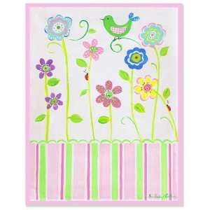  The Kids Room Green Bird on Flower Rectangle Wall Plaque 
