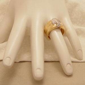 Vintage Wide 14Kt Gold Band with Diamonds   Estate Ring  