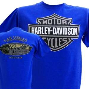   Davidson Las Vegas Dealer Tee T Shirt Bar & Shield BLUE XL #RKS  