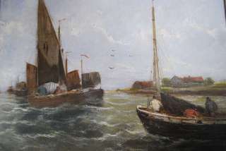 Vintage J. Claiton Sailboat Seascape Oil Painting  
