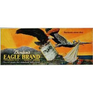  1925 Ad Bordens Eagle Brand Condensed Milk Stork Baby 