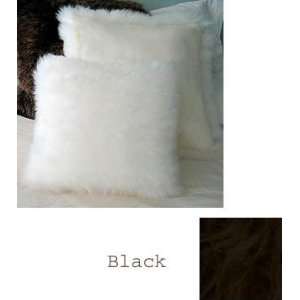  20 Single Sided Sheepskin Pillow   Black (Black) (20H x 