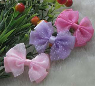 20pcs Organza Ribbon Flowers Bows with Mini Dots DIY/Wedding/Applique 