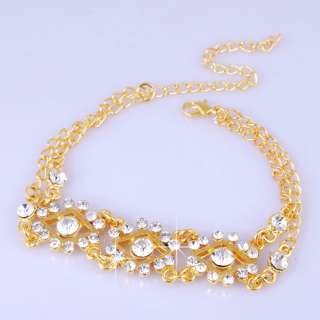 6p 20+8CM Rhomb Rhinestone Crystal Clear Golden Ladies Bracelet/Bangle 