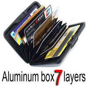   7pockets Aluminum ID Holder Credit Card Wallet RFID block color Black