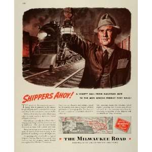 1943 Ad Milwaukee Road Ship Train Locomotive Railroad Freight St Paul 