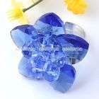Sky Blue Facet Crystal Glass Flower Adjustable Ring#7.5  