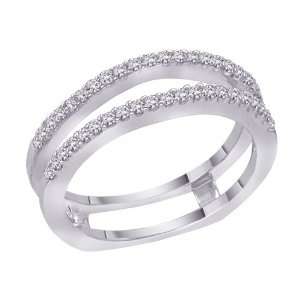 14K White Gold 1/3 ct. Diamond Ring Guard Jewelry 