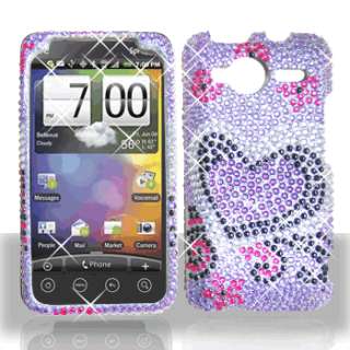 Purple Love Bling Case Phone Cover for HTC EVO Shift 4G  