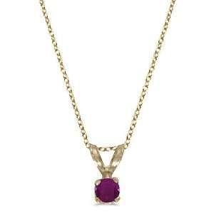 Round Ruby Solitaire Pendant Necklace 14K Yellow Gold (0 
