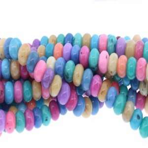 Dyed Multi Colored Jade  Rondell Plain   7mm Height, 12mm Width, Sold 