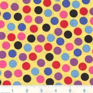  45 Wide Shakin` Shapes Colorful Dots Yellow Fabric By 