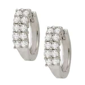  14K White Gold Diamond Huggie Earrings Shula NY Jewelry