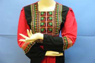 BEDOUIN Islamic Arabic Red Black Modern Embroidered Ethnic Maxi Dress 
