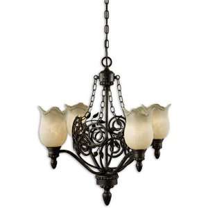 Uttermost 21229 Toulouse 4 Light Chandeliers in Heavily Burnished Wash