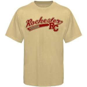  NCAA Rochester Warriors Tan Logo Script T shirt Sports 