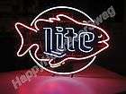 Miller Lite Fish Neon Sign beer bar pub light MGD Beach Ocean Fishing 