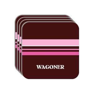 Personal Name Gift   WAGONER Set of 4 Mini Mousepad Coasters (pink 