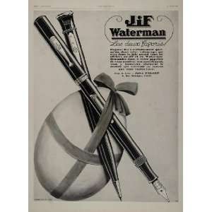  1928 French Ad Jif Waterman Fountain Pens Easter Egg 